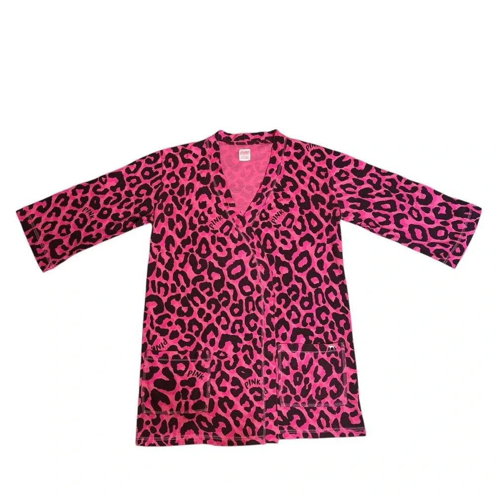 Victoria's Secret Pink Black Leopard print Robe, Size‎ XS